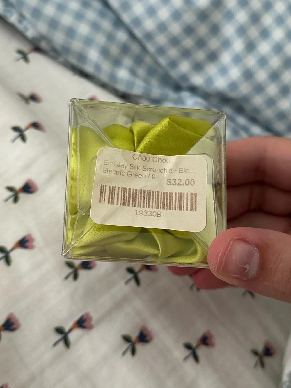 Emi Jay Electric Green Silk Scrunchie